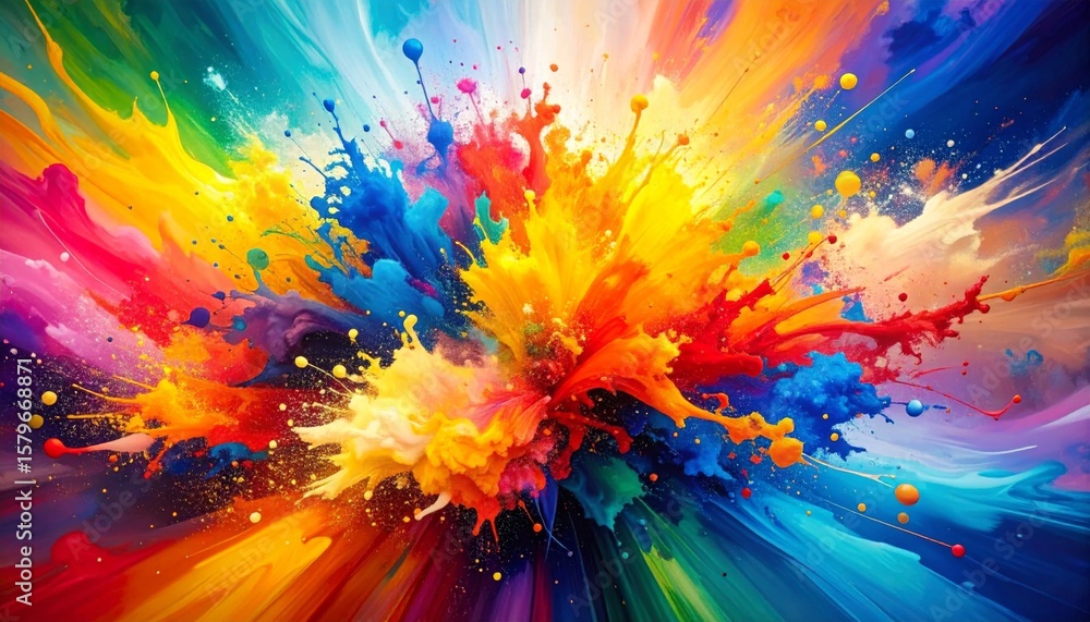 Poster dynamic multi colored paint splatter explosion abstract background design