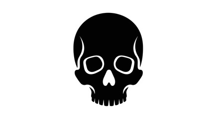 Obraz premium A stark, black silhouette of a human skull against a bright white background.