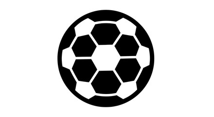 Simple black and white illustration of a soccer ball, isolated on white background.