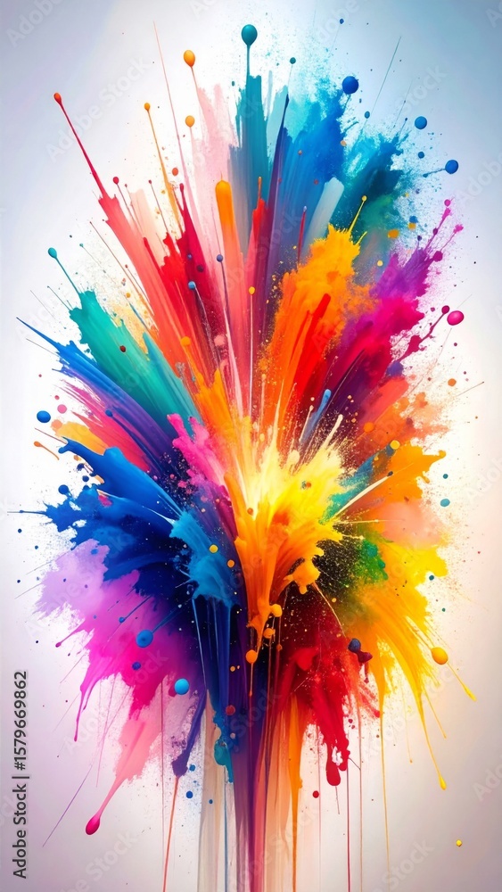 Poster vibrant abstract color explosion of paint and ink creates dynamic backdrop