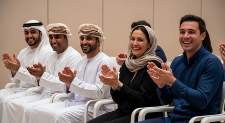 Appreciative Audience: Diverse Group Clapping Enthusiastically