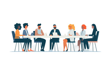 Inclusive team of professionals with varied abilities collaborating on shared goals isolated on transparent background PNG