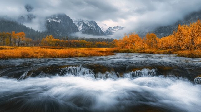Autumnal mountain stream