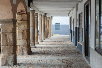 Porticoed main square of Galisteo, Caceres