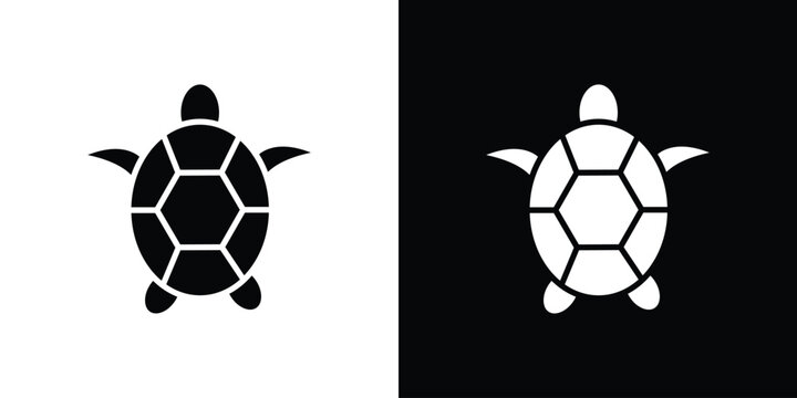 Sea turtle icon Flat Solid Style in black and white colors. Vector eps10.