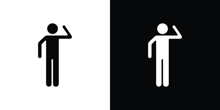 Salute icon Flat Solid Style in black and white colors. Vector eps10.