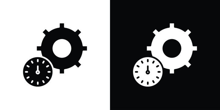 Productivity icon Flat Solid Style in black and white colors. Vector eps10.