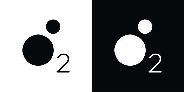 Oxygen O2 icon Flat Solid Style in black and white colors. Vector eps10.