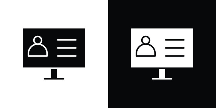Online course icon Flat Solid Style in black and white colors. Vector eps10.