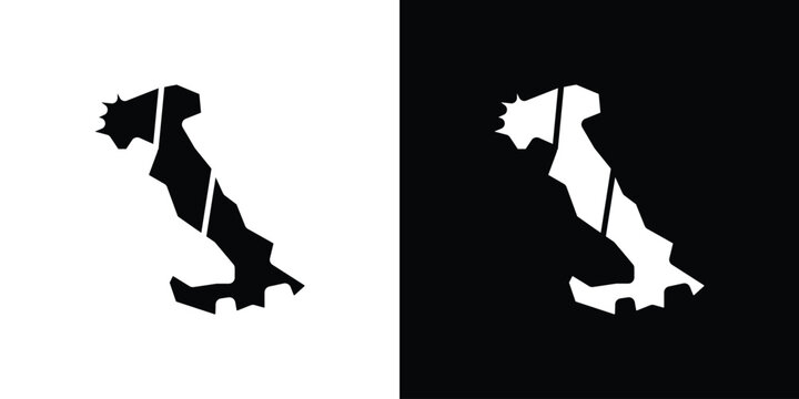 Italy flag icon Flat Solid Style in black and white colors. Vector eps10.