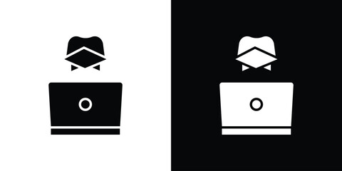 Hacker icon Flat Solid Style in black and white colors. Vector eps10. © Natubhai