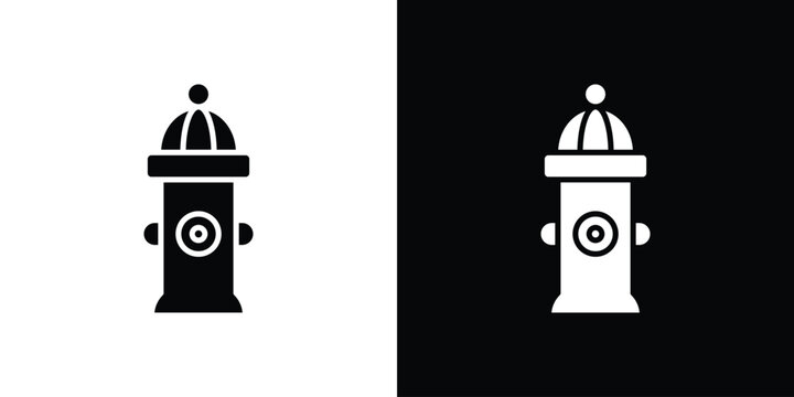 Fire hydrant icon Flat Solid Style in black and white colors. Vector eps10.