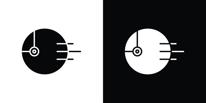 Death star icon Flat Solid Style in black and white colors. Vector eps10.