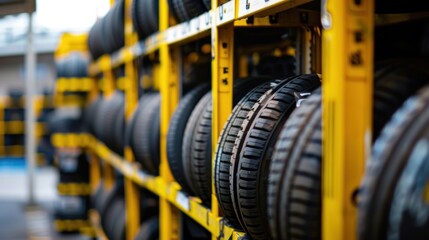 Tire Rack: A Close-Up View of Black Tires