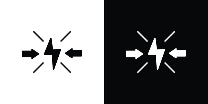 Conflict icon Flat Solid Style in black and white colors. Vector eps10.