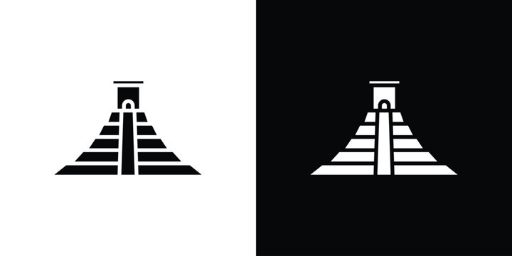 Chichen Itza icon Flat Solid Style in black and white colors. Vector eps10.