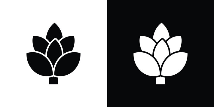 Artichoke icon Flat Solid Style in black and white colors. Vector eps10.