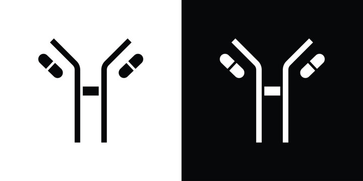 Antibody icon Flat Solid Style in black and white colors. Vector eps10.