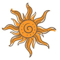 Stylized Sun with Swirl Cartoon Vector Illustration