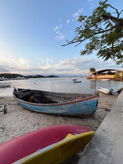Colorful boats in Paqueta Island, Rio de Janeiro Brazil. Beautiful scenario on the shore