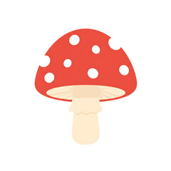 A Charming Illustration of a Red Mushroom with White Spots
