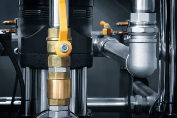 Fire fighting equipment from tanks pipes valves and shut-off valves made of plastic steel and bronze as an industrial