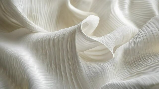 Abstract ivory fabric texture with elegant folds and pleats, creating a luxurious and soft background.