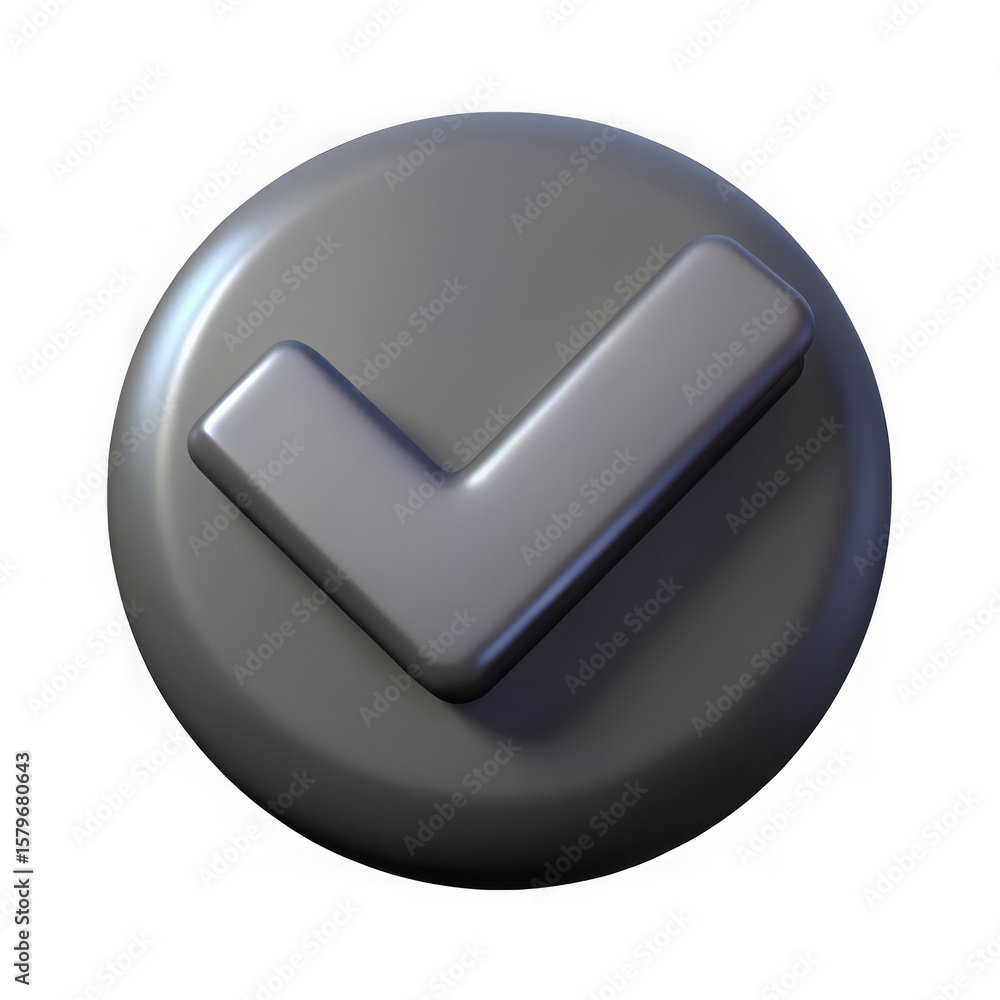Poster 3d render check mark icon button isolated on transparent background