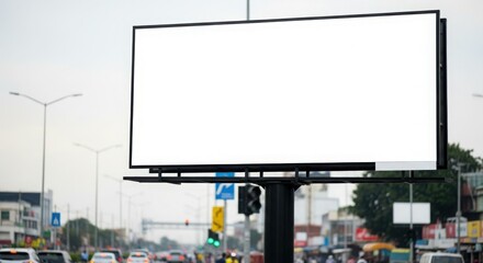 Fototapeta premium Blank billboard advertisement on a city street.