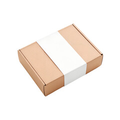 Craft Paper Box For Branding With Blank Paper Label - 3d rendering Packaging Mockup