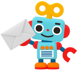 メールを持っているかわいいロボット