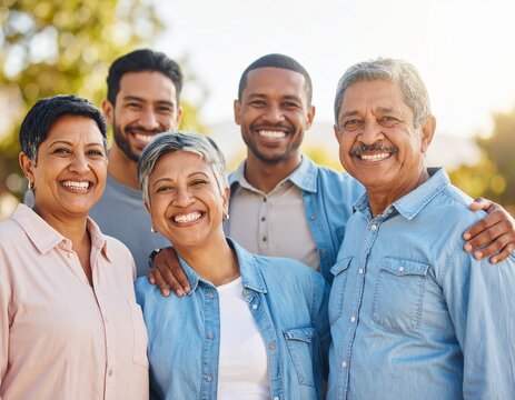 Inclusive Group of People Celebrating Together Outdoors - Powered by Adobe