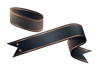 black ribbon on white background