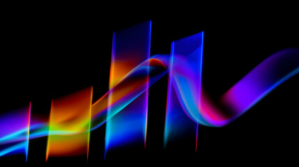 3d iridescent abstract bar graph