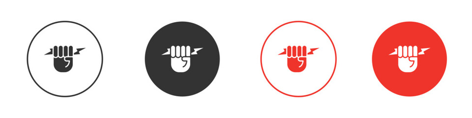 Hand with Power icon symbol. Simple, flat design for web or mobile app. Minimal Vector illustration logotype.