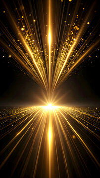Golden Light Rays Emerging from Black Texture