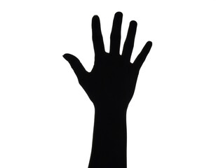 Obraz premium Hand silhouette against white