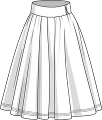 Women's Button-Up Shirt CAD Drawing Flat Vector Fashion Illustration with Puffed Long Sleeves and Decorative Ring Cuff.