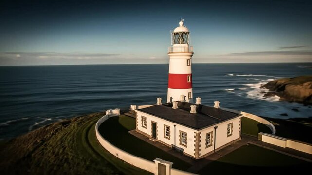 Aerial view of Buchan Ness Lighthouse, Scotland