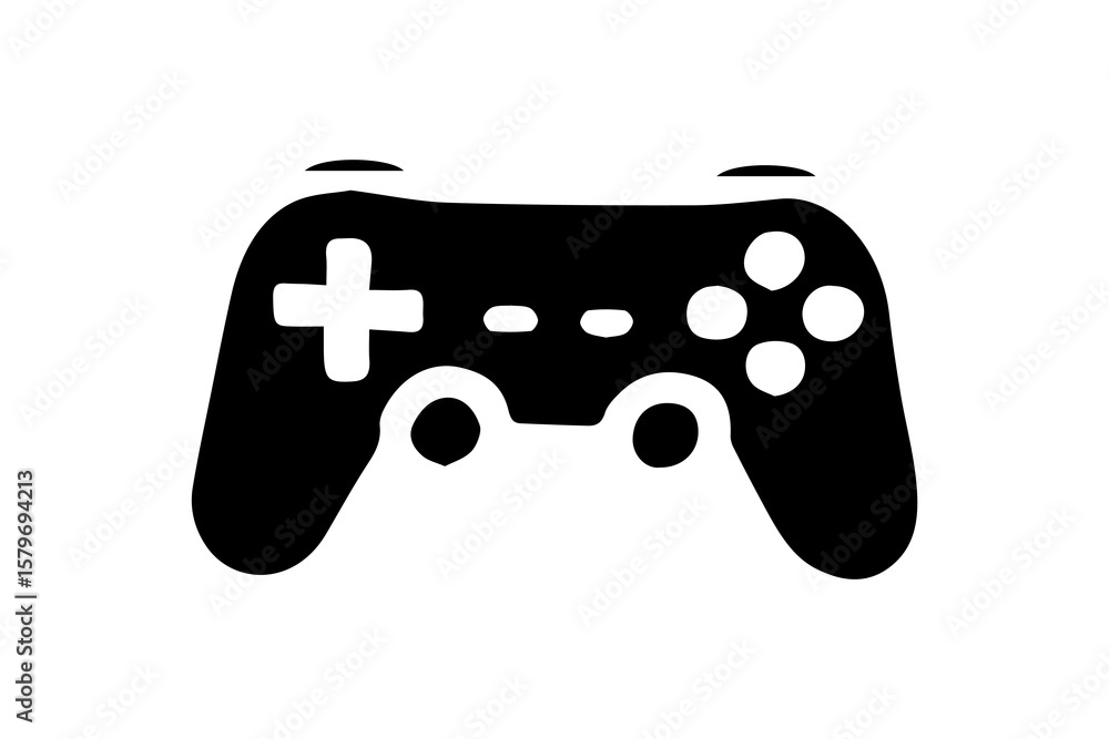 Poster the controller features a directional pad (d-pad) on the left, four circular action buttons on the r