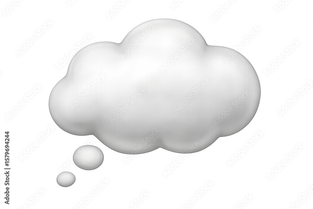 Poster 3d rendering of a white thought bubble with transparent background, ideal for expressing thoughts, i