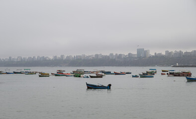 Gray Day View from Chorrillos Fishermans Wharf Lima Peru