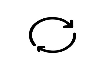 The image displays a black and white icon of a circular arrow loop, symbolizing a refresh or synchronization process.