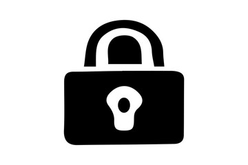The image displays a black and white icon of a padlock. The padlock is shown in a closed position, symbolizing security or protection. 