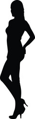 Confident Woman Silhouette Standing in High Heels, Elegant Female Vector Pose for Fashion and Lifestyle Design
