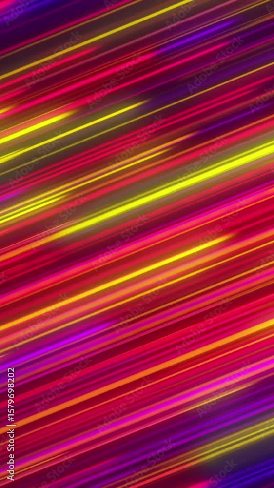 Poster animation of multiple glowing light trails moving diagonally in seamless loop