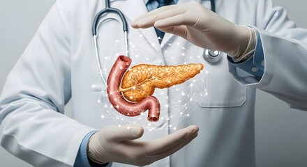 World Pancreatic Cancer Day Doctor Protecting Pancreas A Healthcare Illustration for Pancreatic Health and Awareness