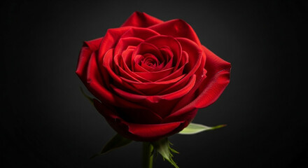 Elegant Red Rose Blossom on Dark Background for Valentine's Day