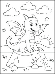  Dragon on Cliff Coloring Page – Printable for Kids