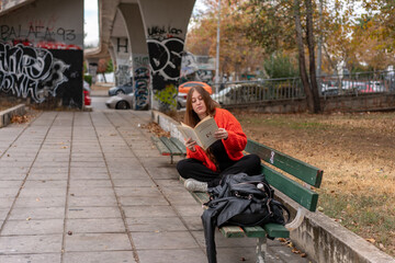 Unedited Portrait of a Young Woman Walking in the City – Facial Expressions Showing Various...